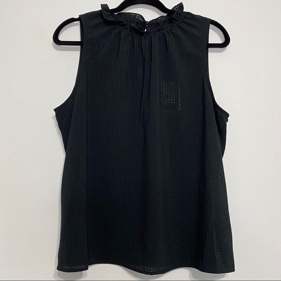 Who What Wear Black High Neck Ruffle Blouse - Picture 2 of 8